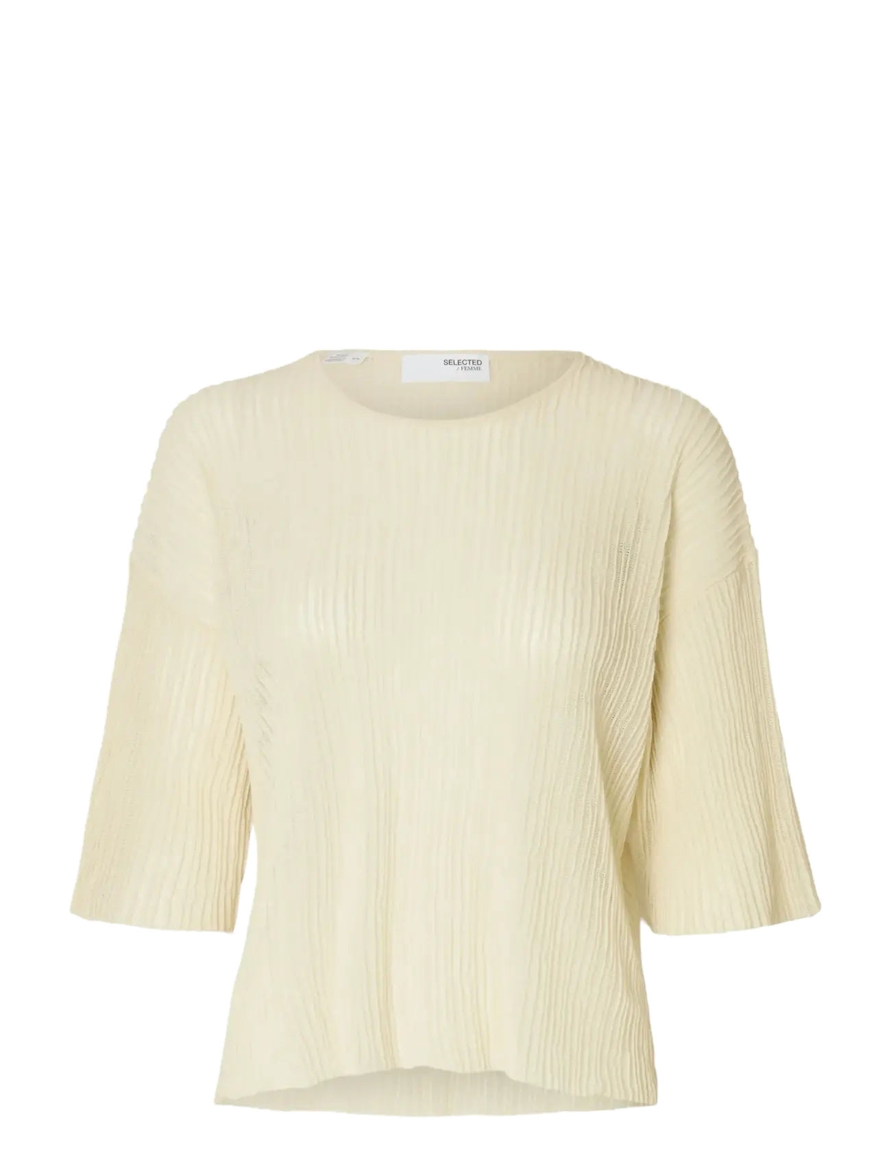 SELECTED Slflea 2/4 Knit O-Neck Cream - S - Damen