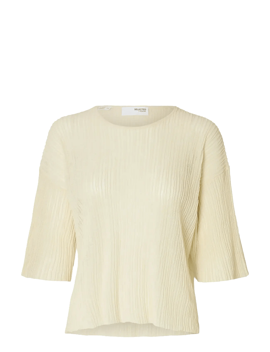 Selected - SLFLEA 2/4 KNIT O-NECK - pullover - birch - 1