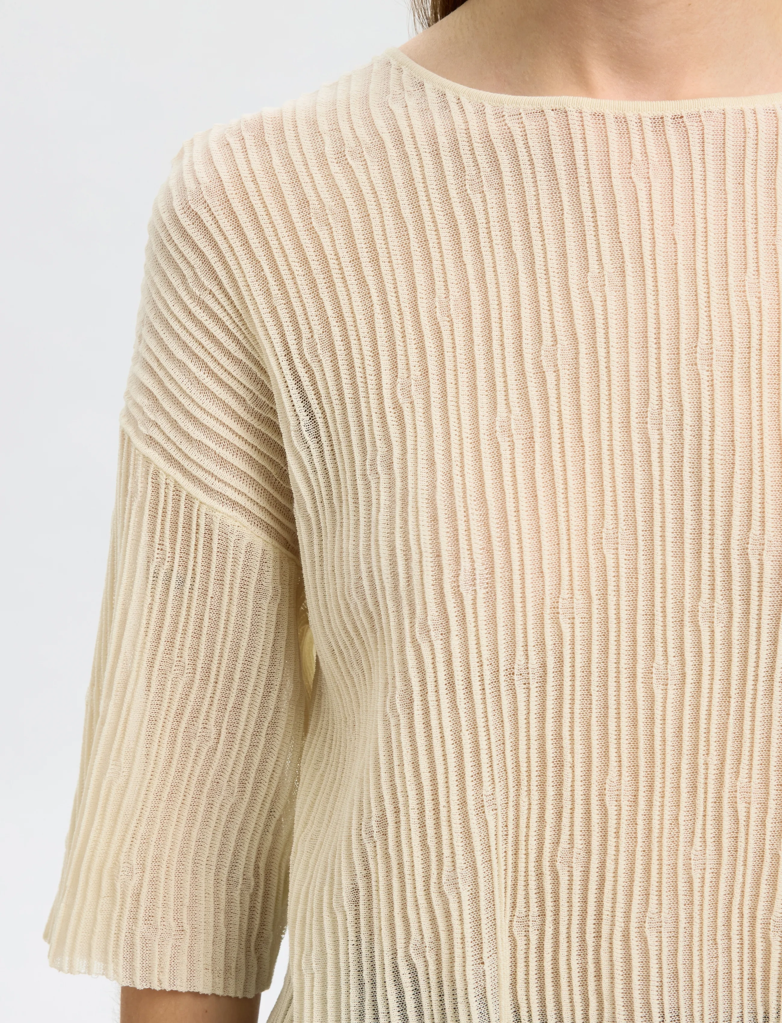 Selected - SLFLEA 2/4 KNIT O-NECK - jumpers - birch - 3
