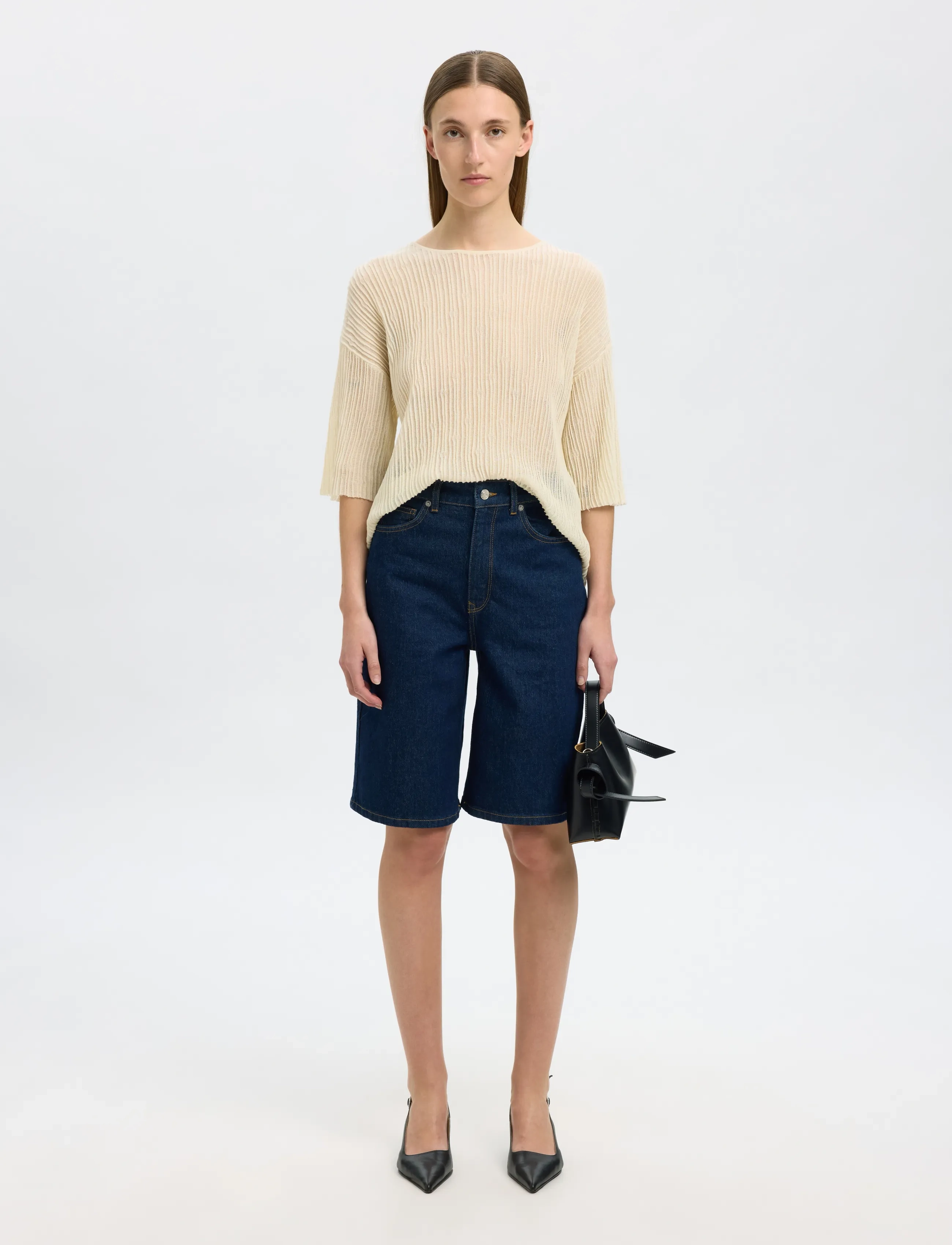 Selected - SLFLEA 2/4 KNIT O-NECK - jumpers - birch - 4