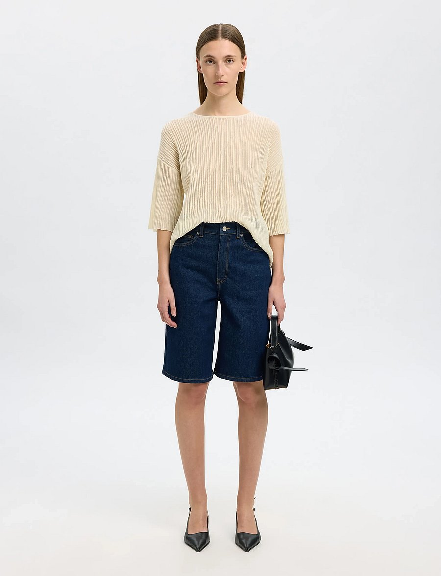 Selected - SLFLEA 2/4 KNIT O-NECK - pullover - birch - 4