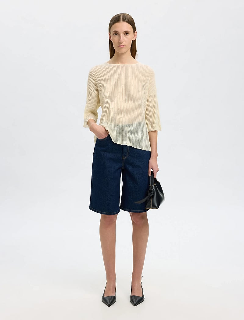 Selected - SLFLEA 2/4 KNIT O-NECK - pullover - birch - 5