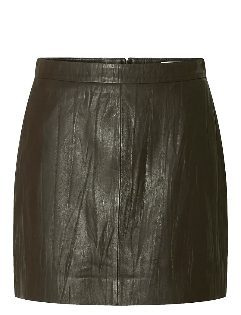 Selected - SLFKAMMA CRINCKLE LEATHER SKIRT HW - nahast seelikud - delicioso - 1