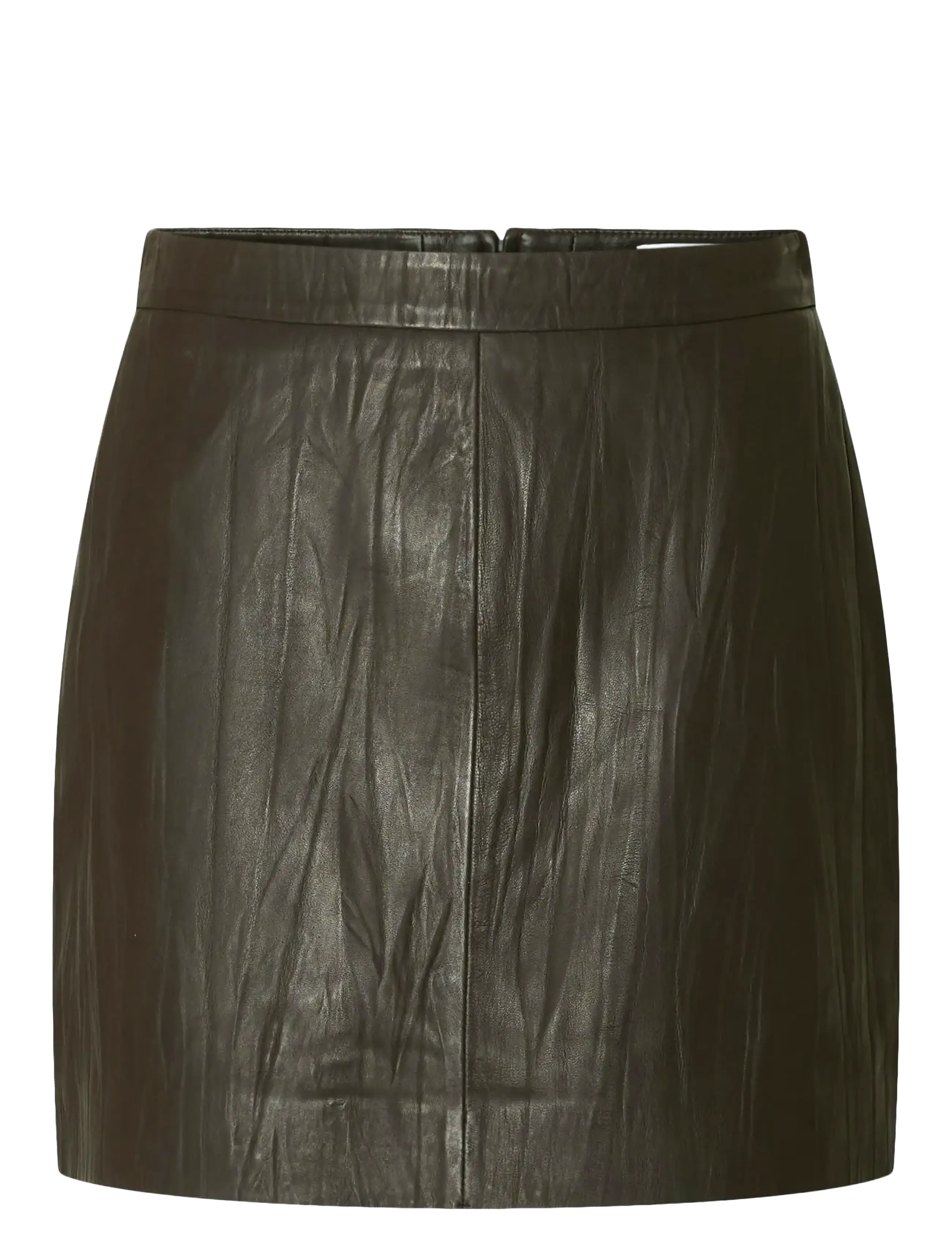 Selected SLFKAMMA CRINCKLE LEATHER SKIRT HW - Lædernederdele - DELICIOSO / khaki/green