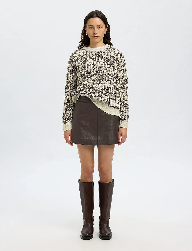 Selected - SLFKAMMA CRINCKLE LEATHER SKIRT HW - nahast seelikud - delicioso - 3