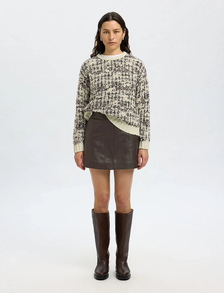 Selected - SLFKAMMA CRINCKLE LEATHER SKIRT HW - nahkseelikud - delicioso - 3