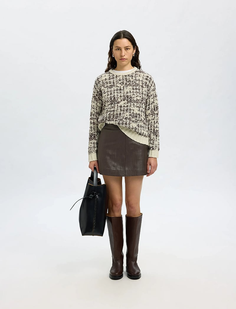 Selected - SLFKAMMA CRINCKLE LEATHER SKIRT HW - nahast seelikud - delicioso - 5