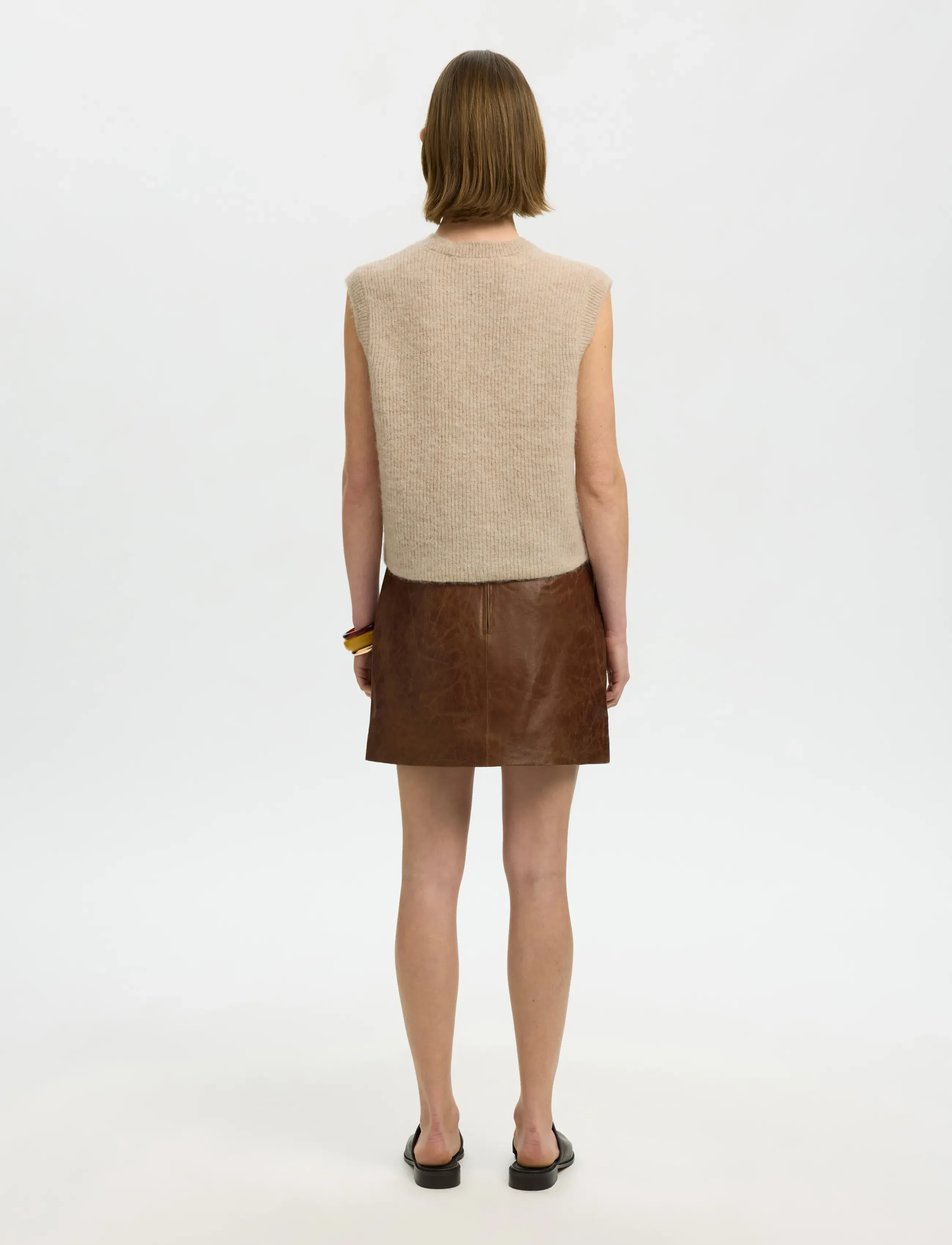 Selected - SLWLULU SL BUTTON O-NECK VEST NOOS - strickwesten - birch - 2