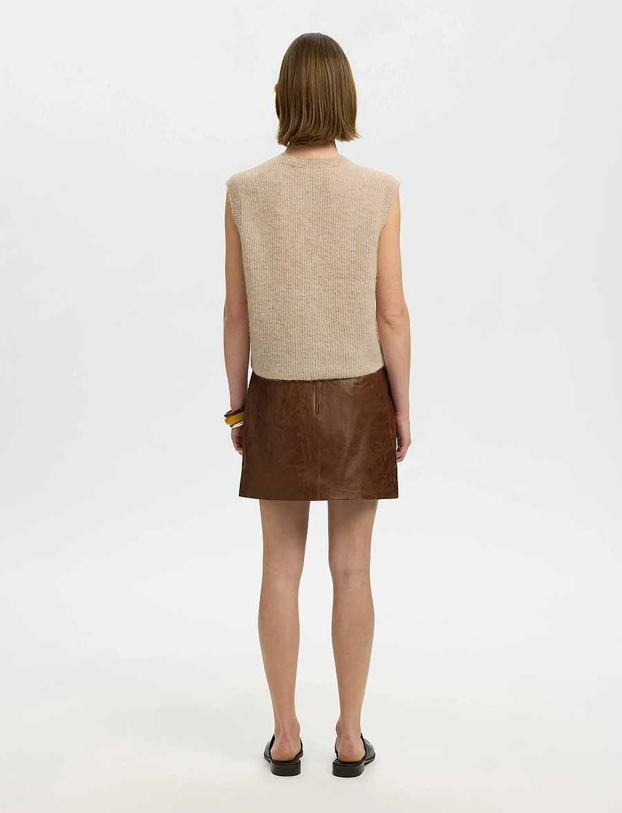 Selected - SLWLULU SL BUTTON O-NECK VEST NOOS - kootud vestid - birch - 2