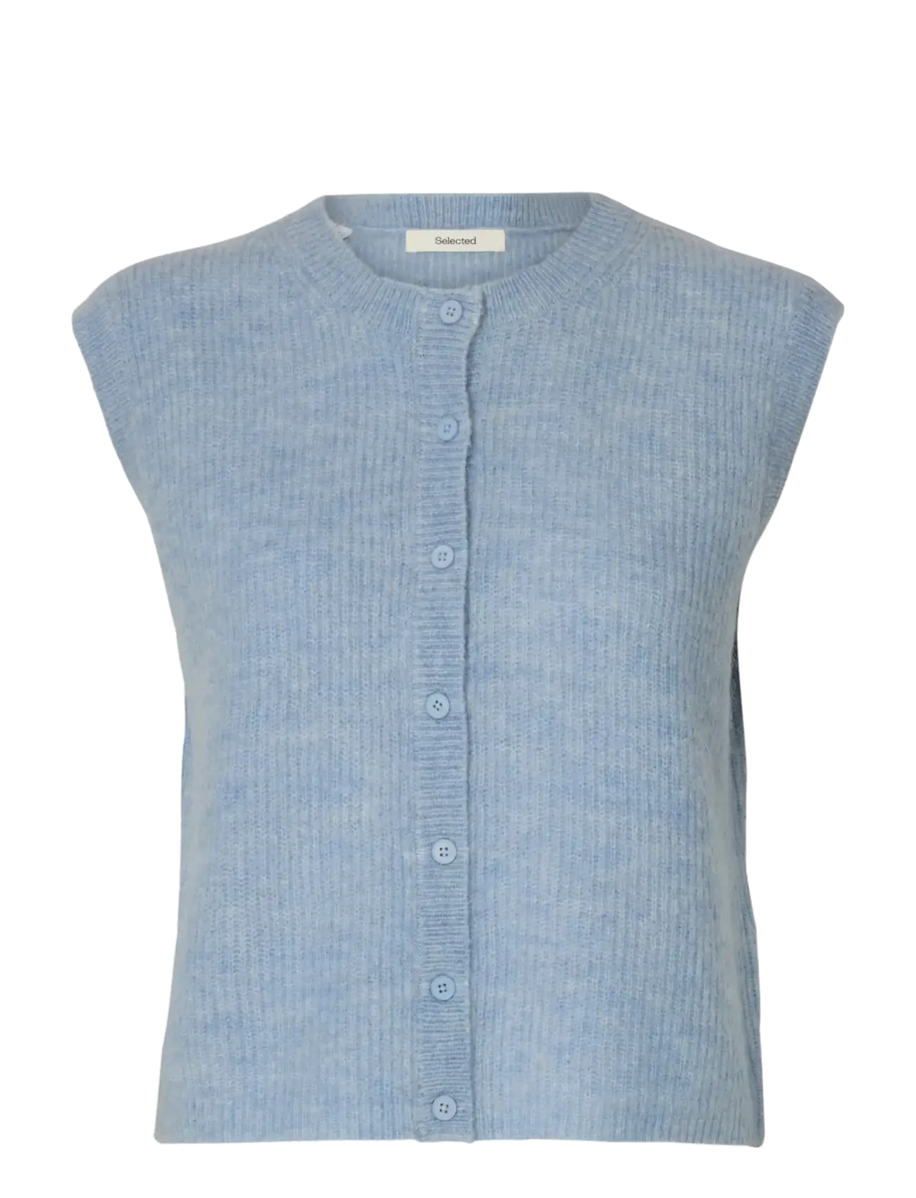 Selected SLFLULU SL BUTTON O-NECK VEST NOOS - Strikveste - CASHMERE BLUE / blue