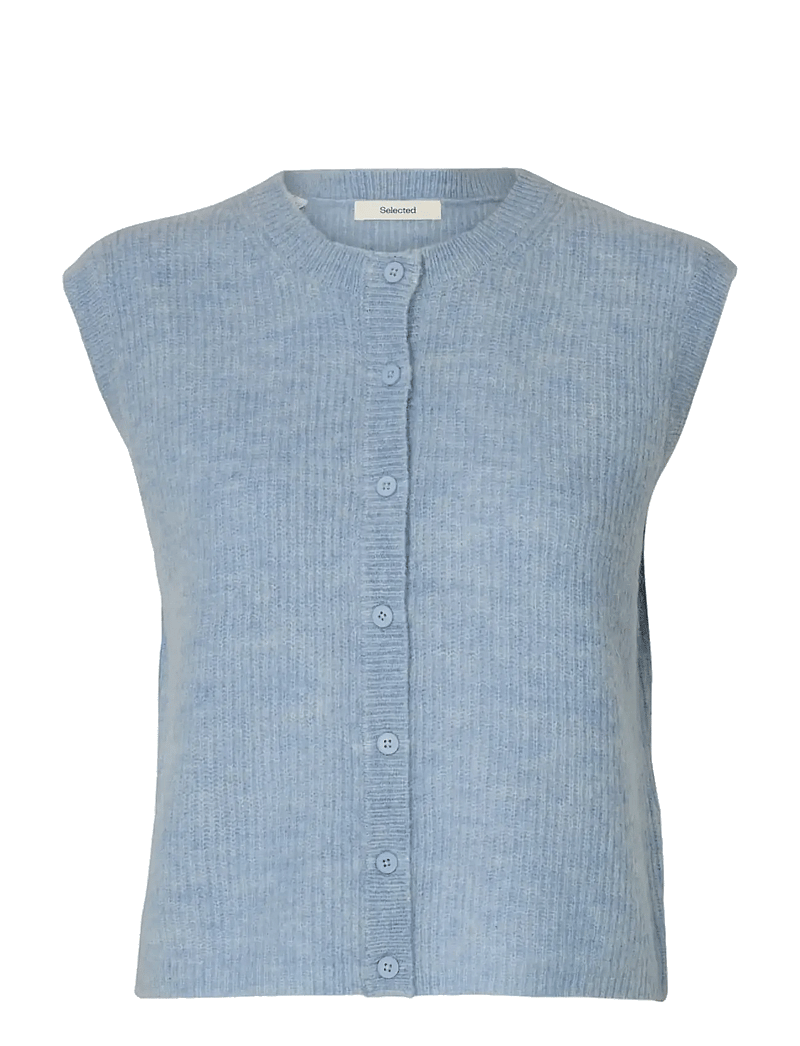Selected - SLWLULU SL BUTTON O-NECK VEST NOOS - strikveste - cashmere blue - 1