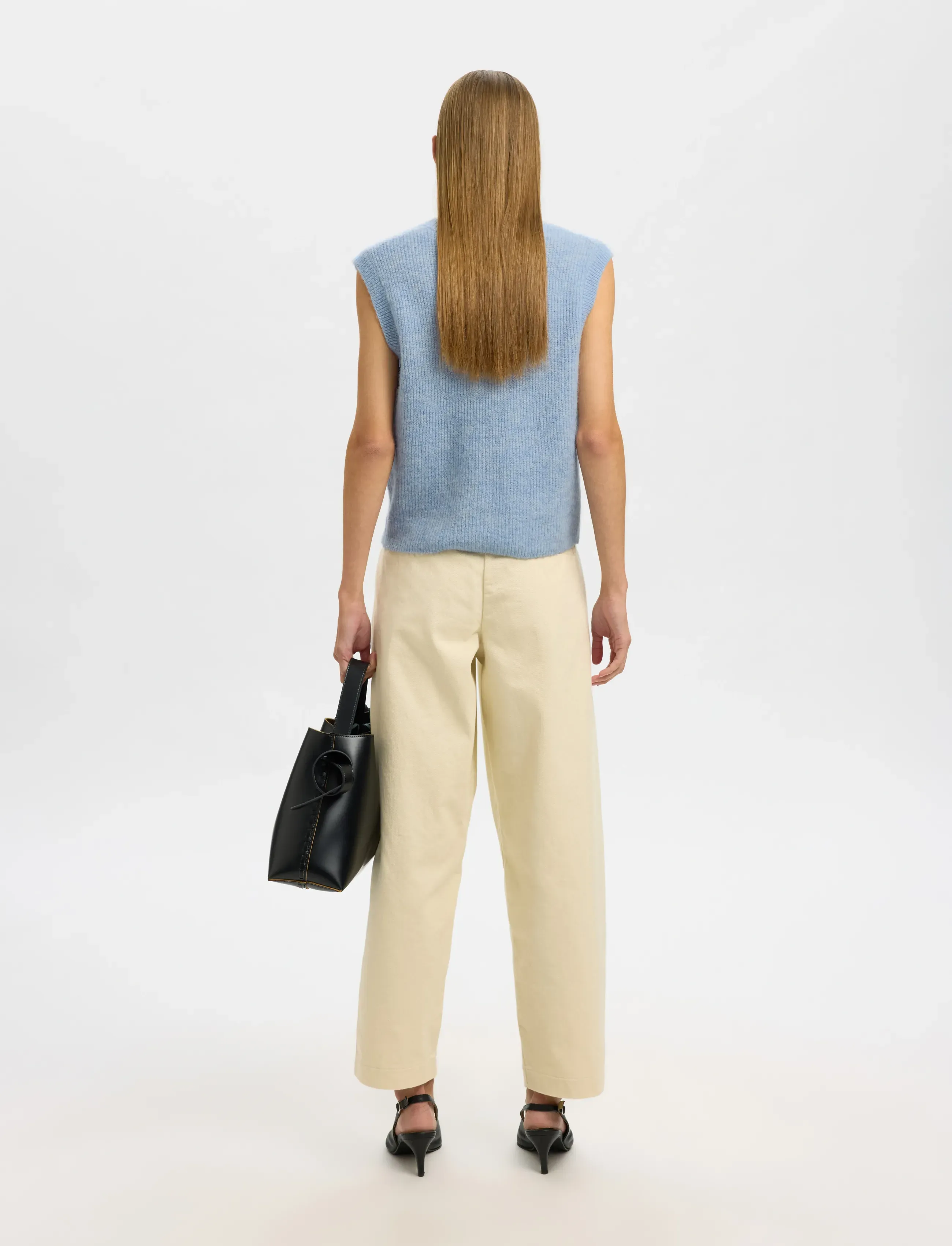 Selected - SLWLULU SL BUTTON O-NECK VEST NOOS - strikveste - cashmere blue - 2