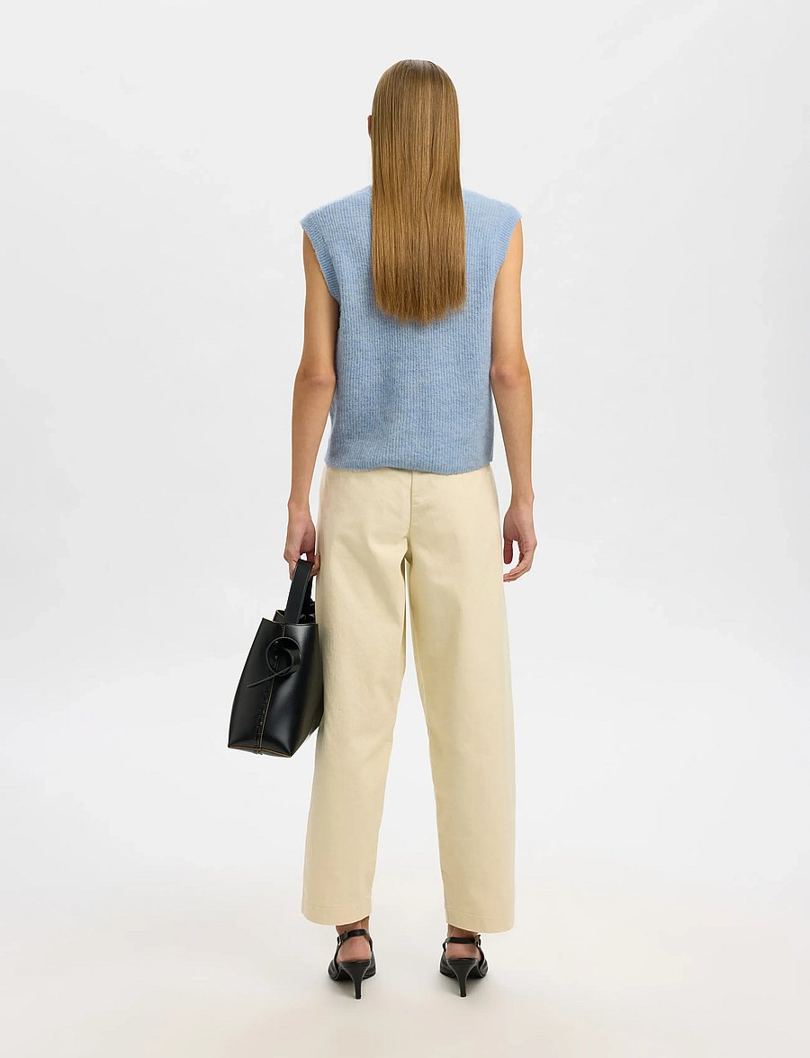 Selected - SLWLULU SL BUTTON O-NECK VEST NOOS - kootud vestid - cashmere blue - 2