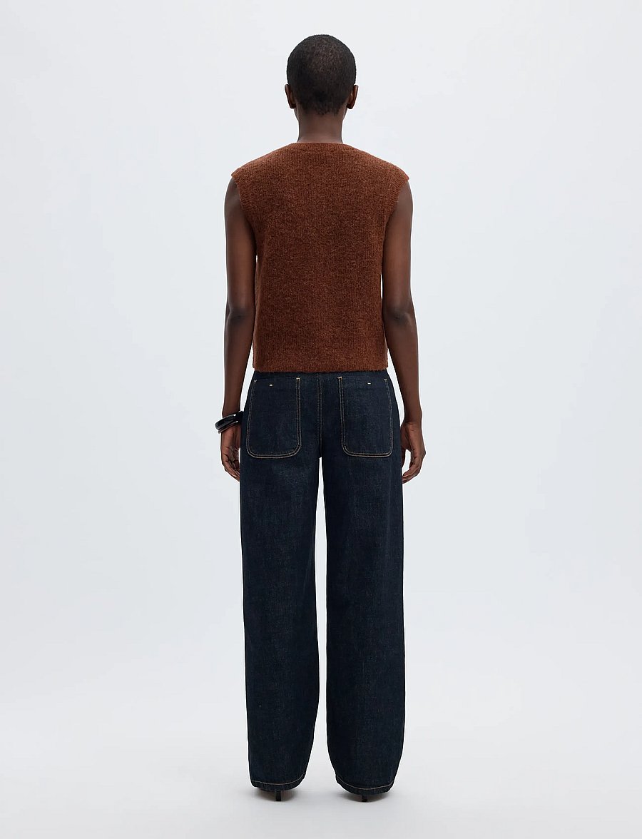 Selected - SLWLULU SL BUTTON O-NECK VEST NOOS - stickade västar - cherry mahogany - 2