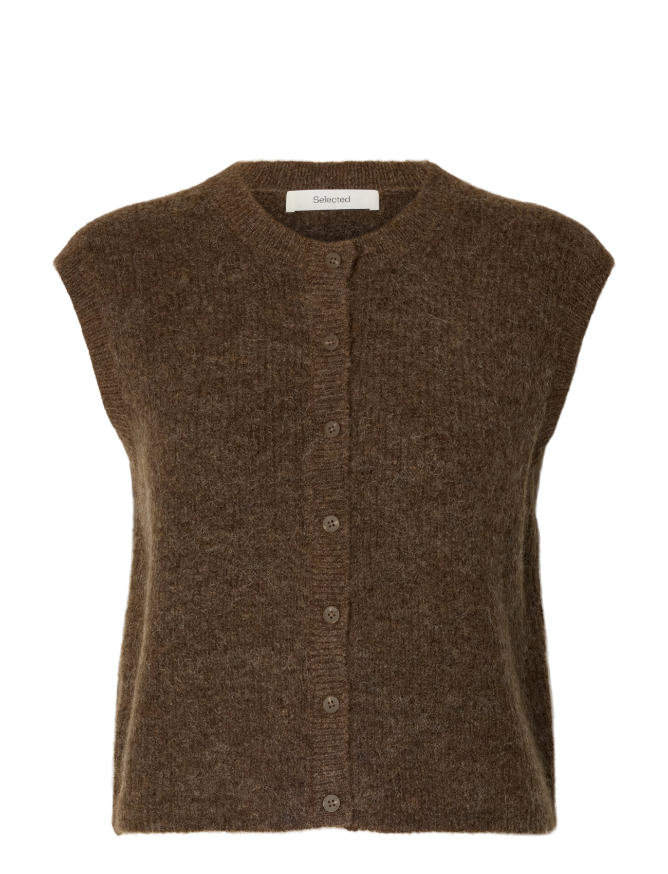 Selected SLWLULU SL BUTTON O-NECK VEST NOOS - Riided - DACHSHUND / brown