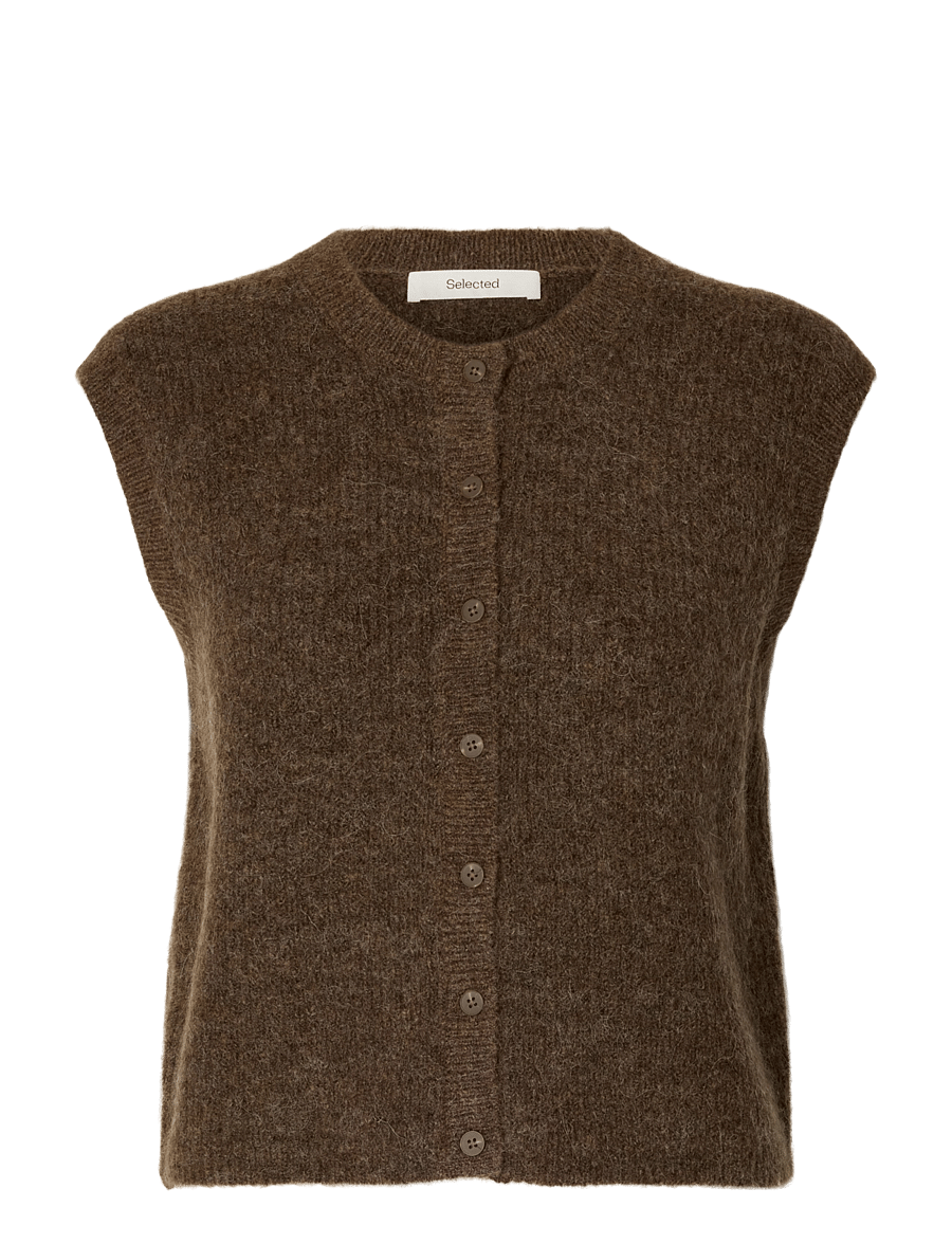 Selected - SLWLULU SL BUTTON O-NECK VEST NOOS - kootud vestid - dachshund - 1