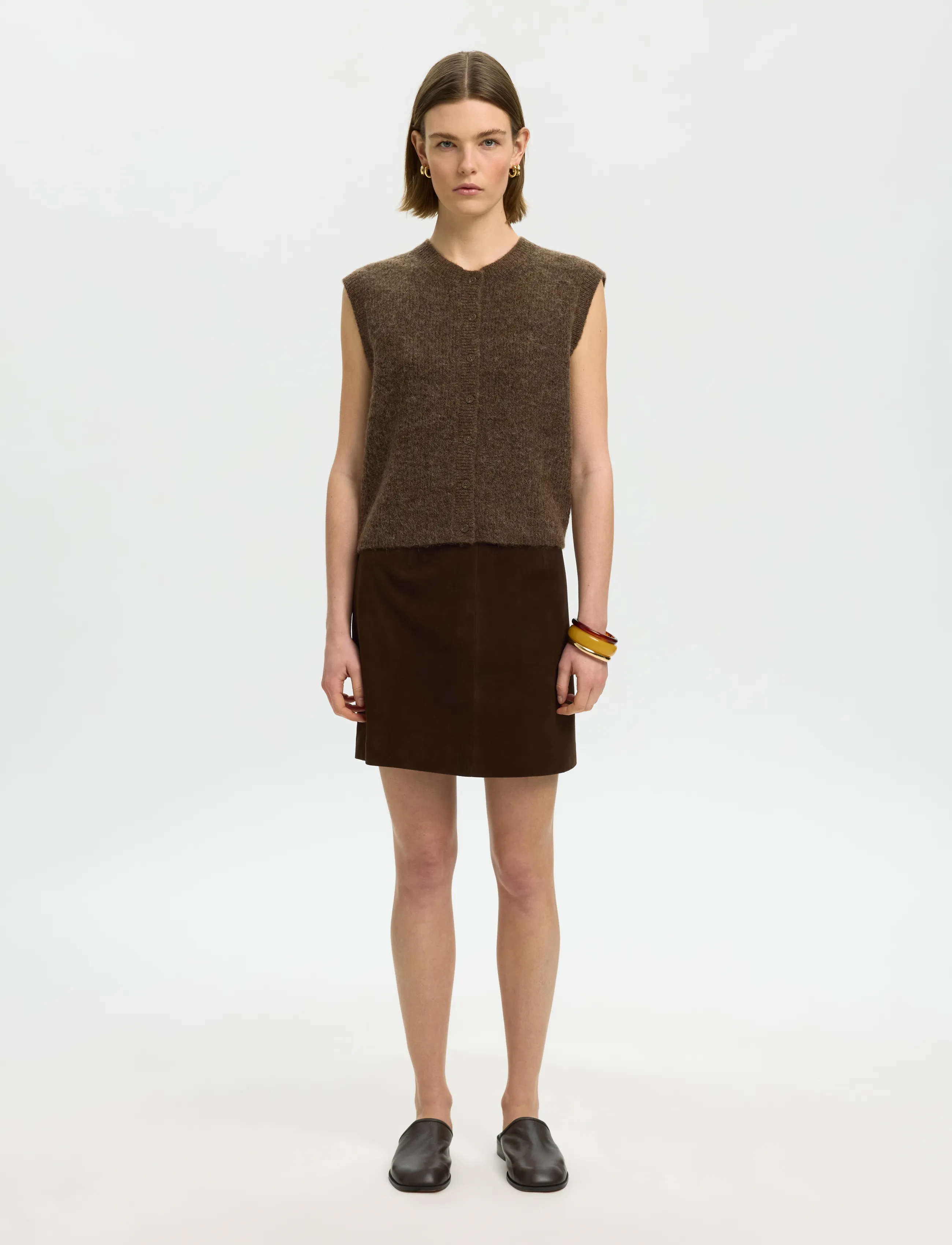 Selected - SLWLULU SL BUTTON O-NECK VEST NOOS - strikveste - dachshund - 3