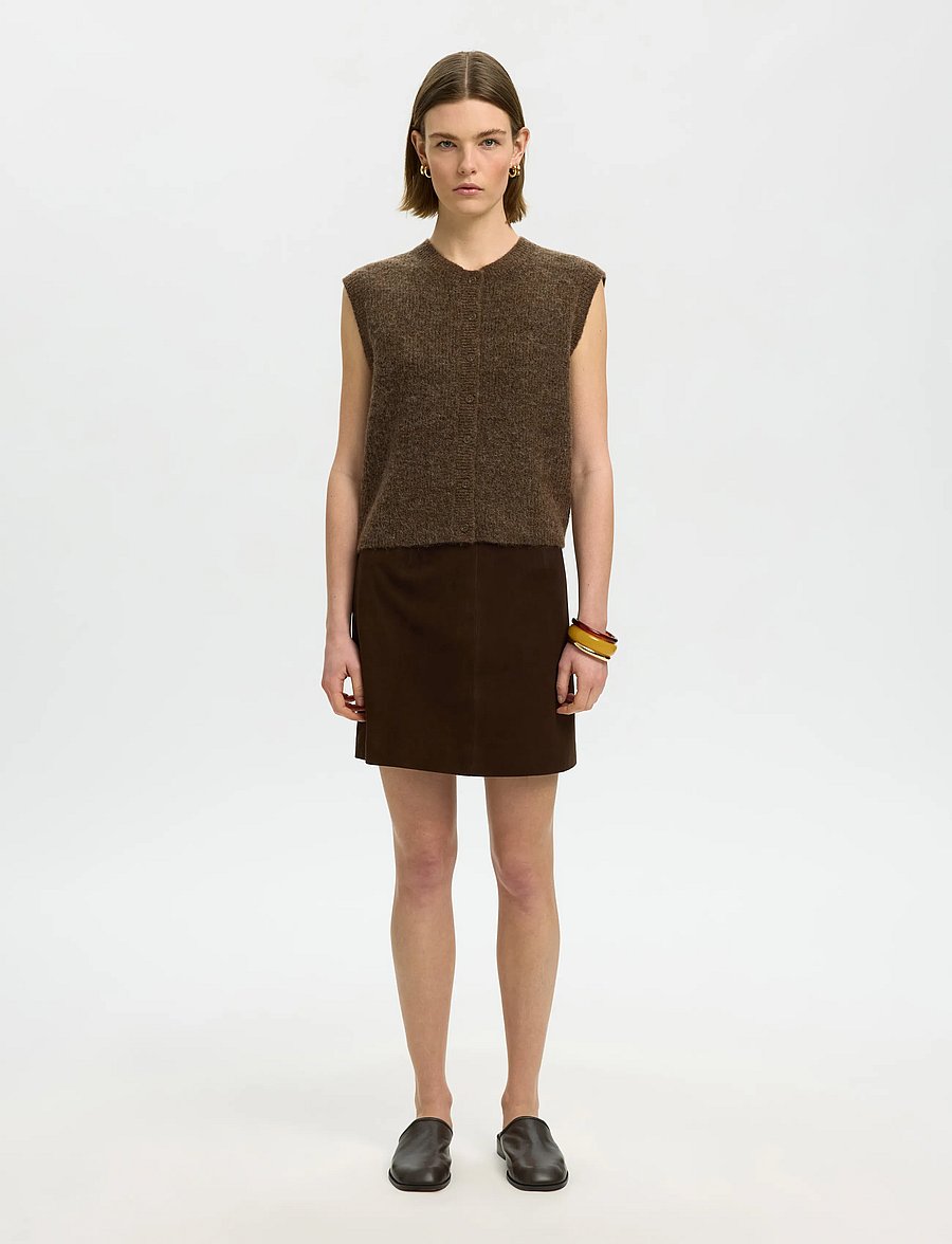 Selected - SLWLULU SL BUTTON O-NECK VEST NOOS - kootud vestid - dachshund - 3
