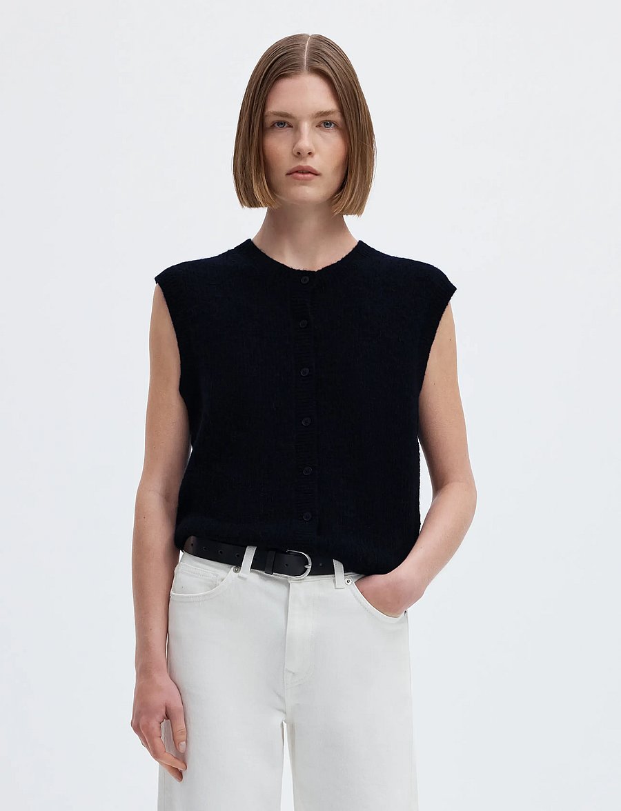 Selected - SLWLULU SL BUTTON O-NECK VEST NOOS - kootud vestid - dark sapphire - 0