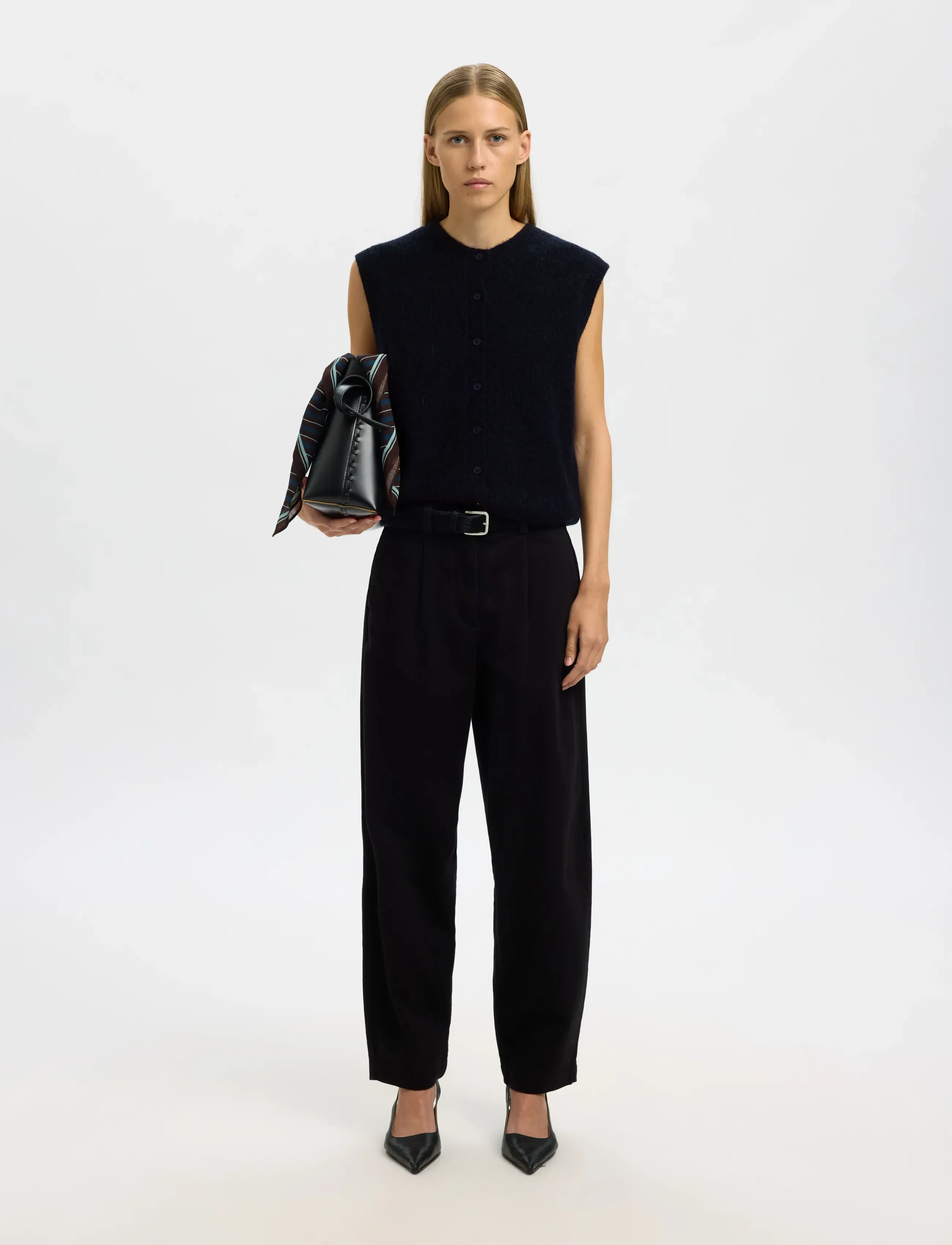 Selected - SLWLULU SL BUTTON O-NECK VEST NOOS - strickwesten - dark sapphire - 4