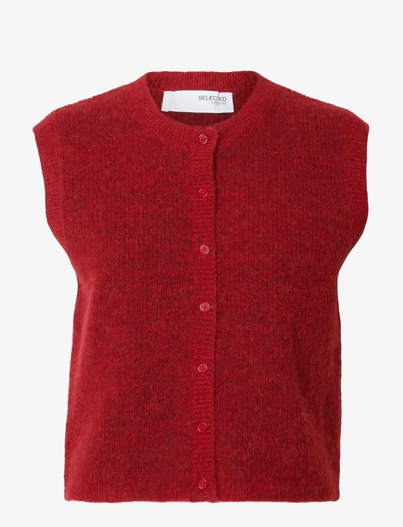 Selected - SLWLULU SL BUTTON O-NECK VEST NOOS - strikveste - equestrian red - 1