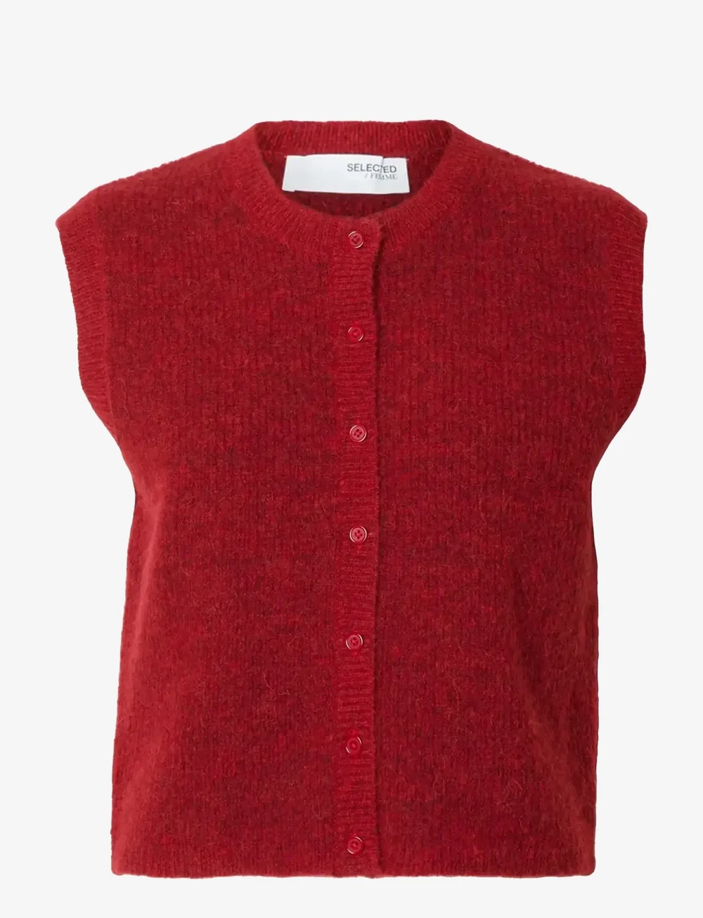 Selected - SLFLULU SL BUTTON O-NECK VEST NOOS - gestrickte westen - equestrian red - 1