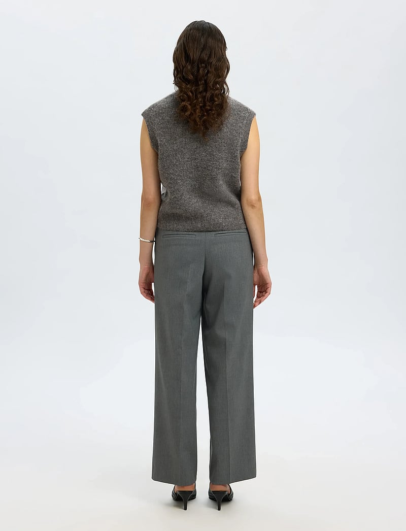 Selected - SLFLULU SL BUTTON O-NECK VEST NOOS - gestrickte westen - medium grey melange - 2