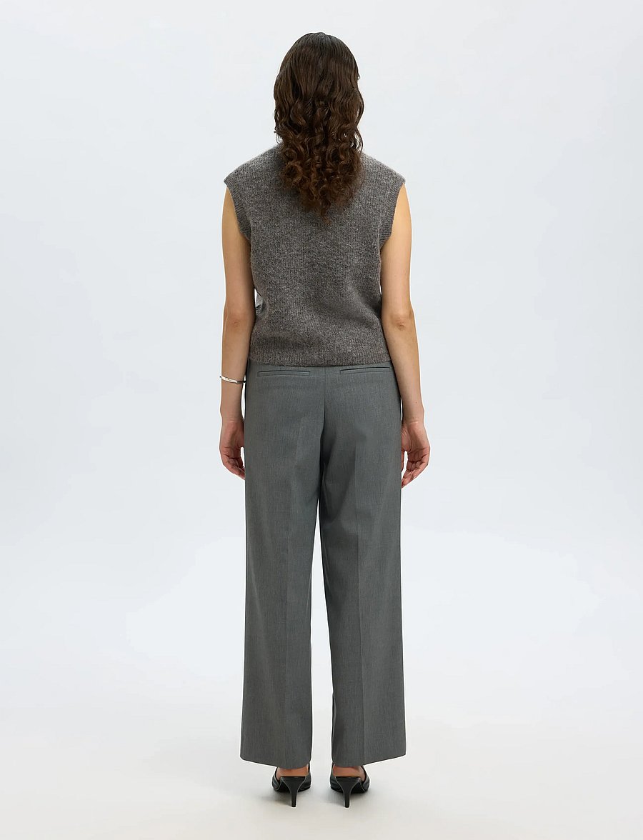 Selected - SLWLULU SL BUTTON O-NECK VEST NOOS - kootud vestid - medium grey melange - 2