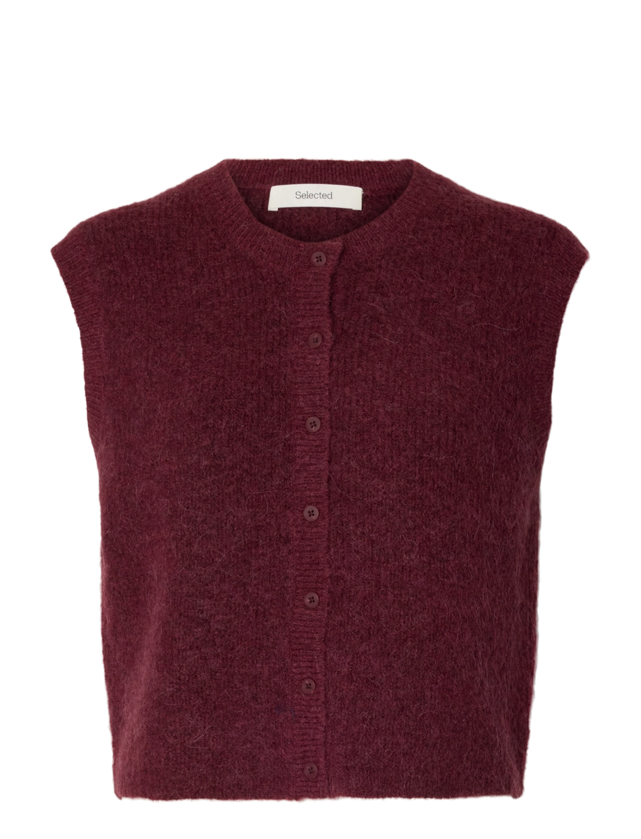 Selected SLWLULU SL BUTTON O-NECK VEST NOOS - Riided - TAWNY PORT / burgundy