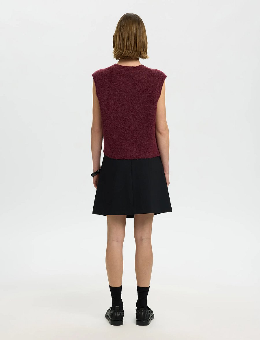 Selected - SLWLULU SL BUTTON O-NECK VEST NOOS - kootud vestid - tawny port - 2