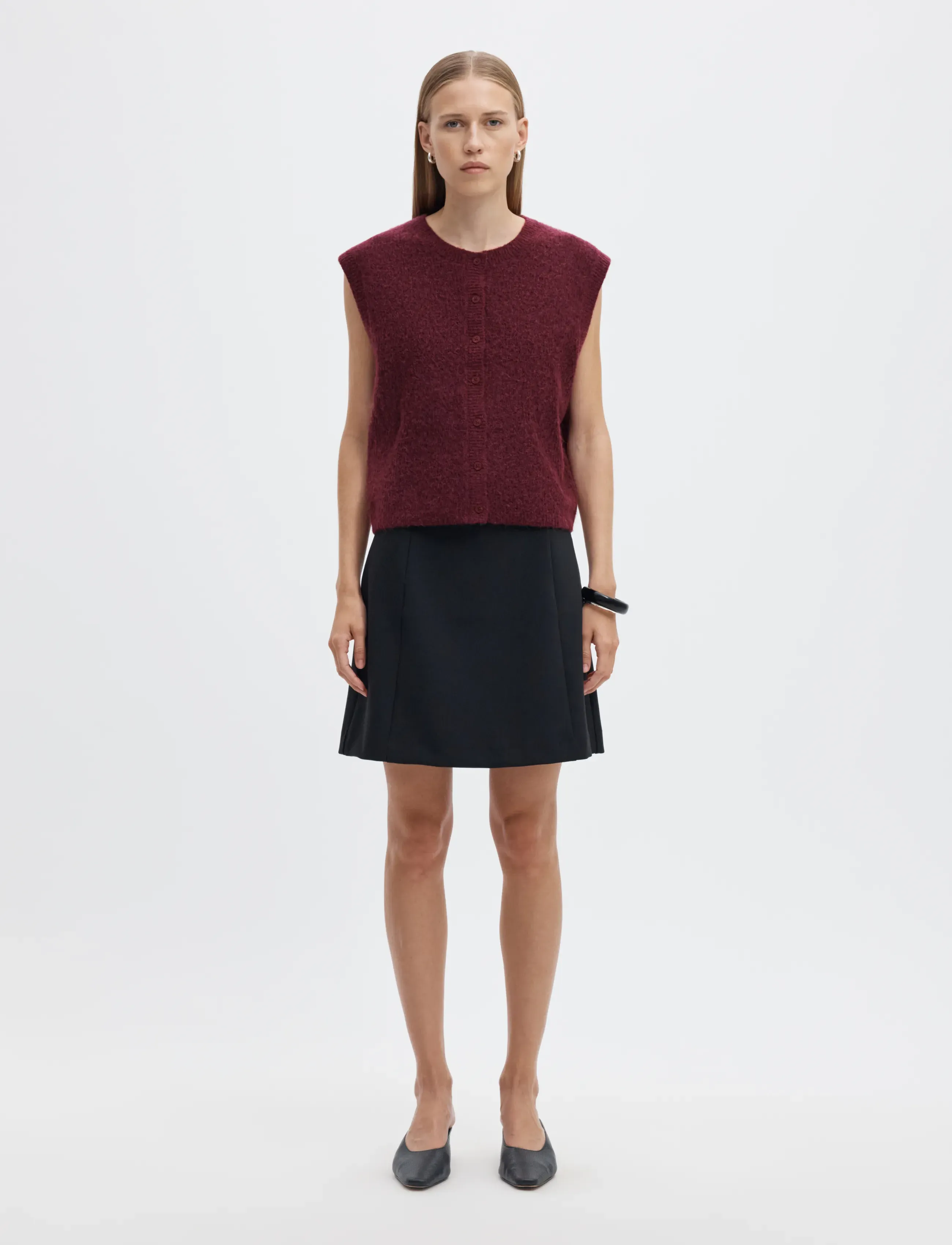 Selected - SLWLULU SL BUTTON O-NECK VEST NOOS - strikveste - tawny port - 3