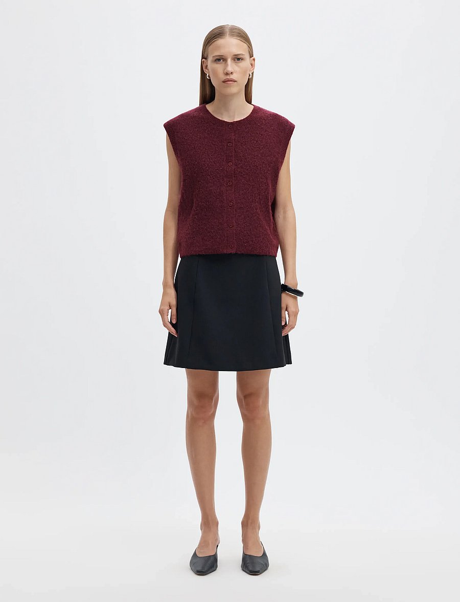 Selected - SLWLULU SL BUTTON O-NECK VEST NOOS - strikveste - tawny port - 3