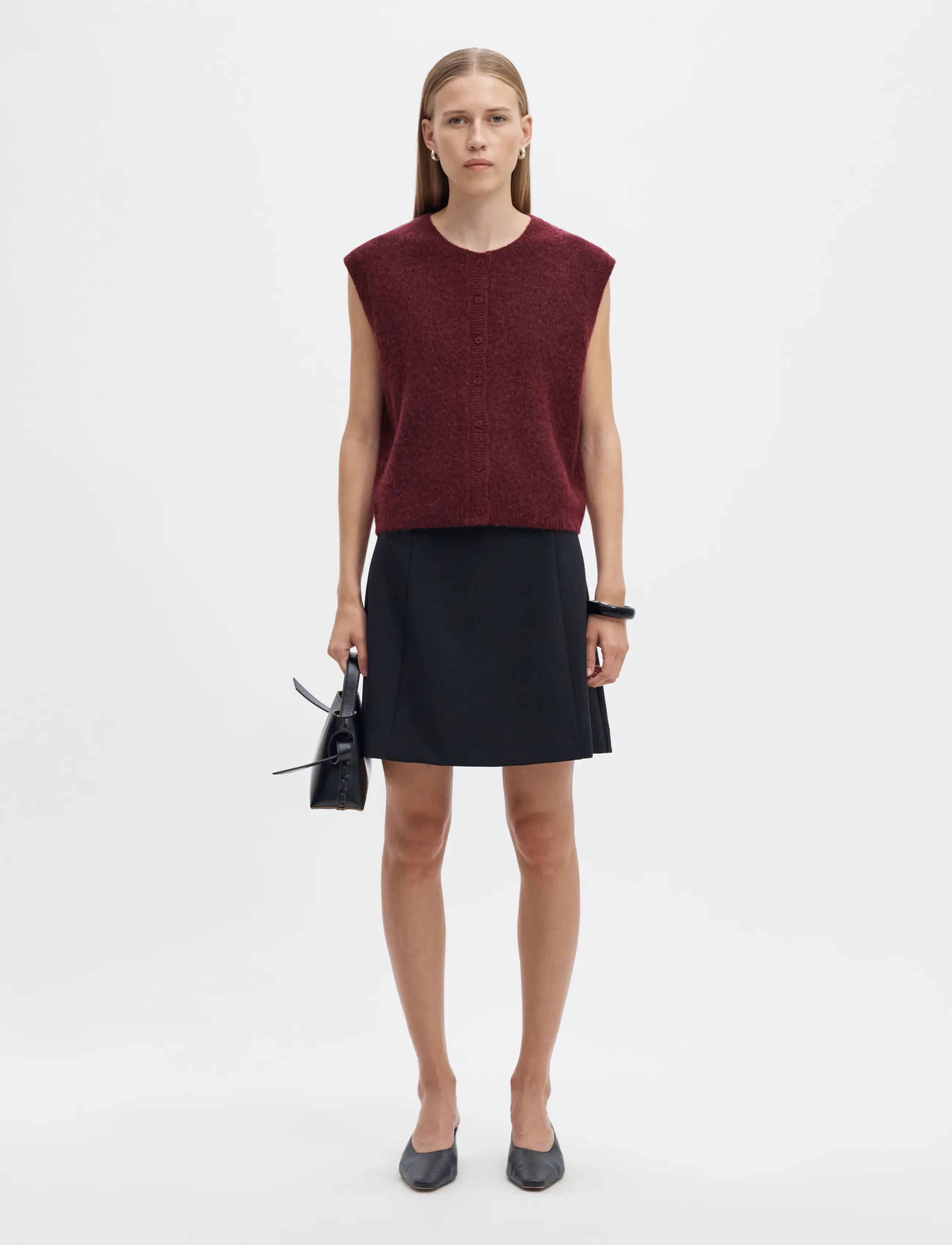 Selected - SLWLULU SL BUTTON O-NECK VEST NOOS - strikveste - tawny port - 5