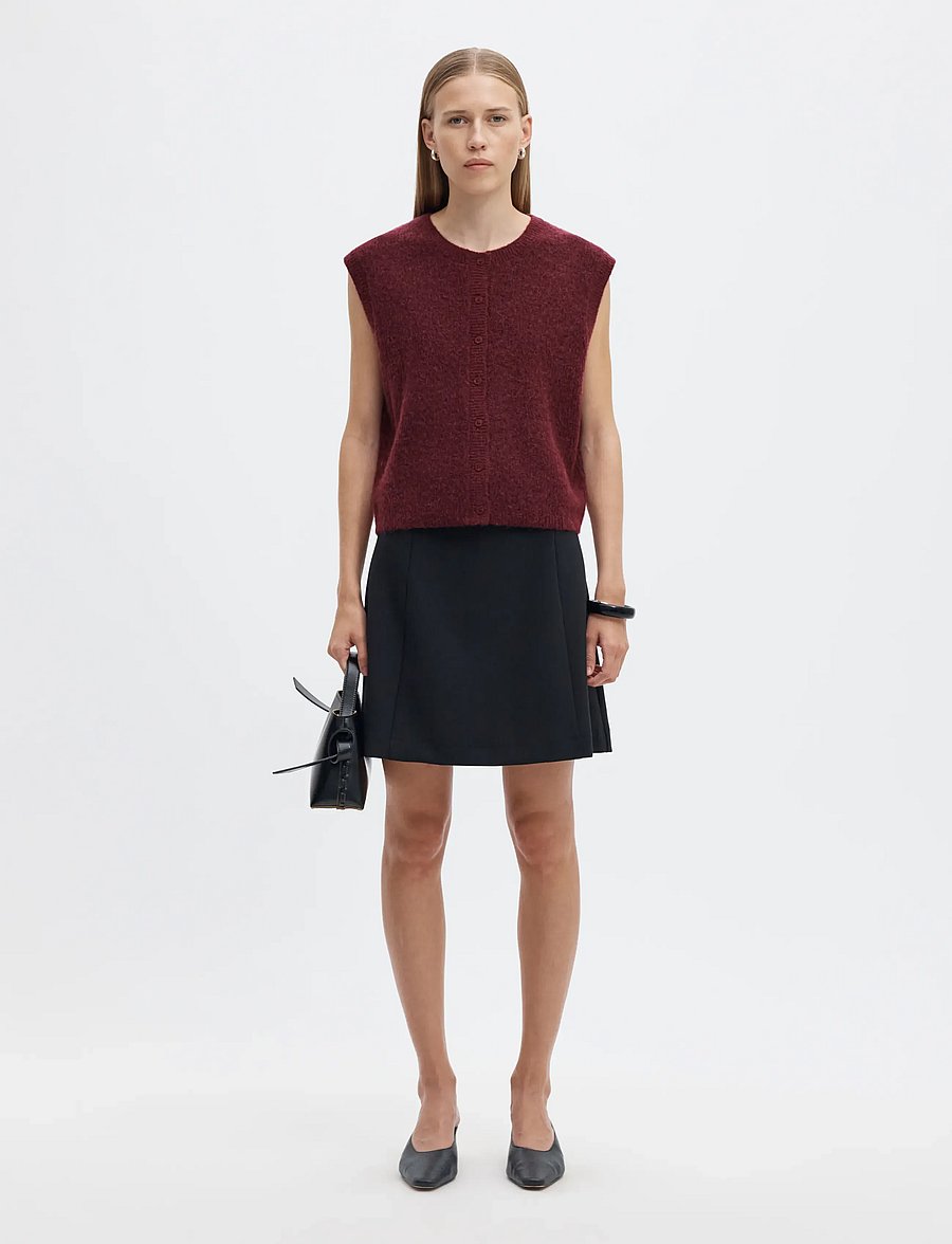 Selected - SLWLULU SL BUTTON O-NECK VEST NOOS - strikveste - tawny port - 5