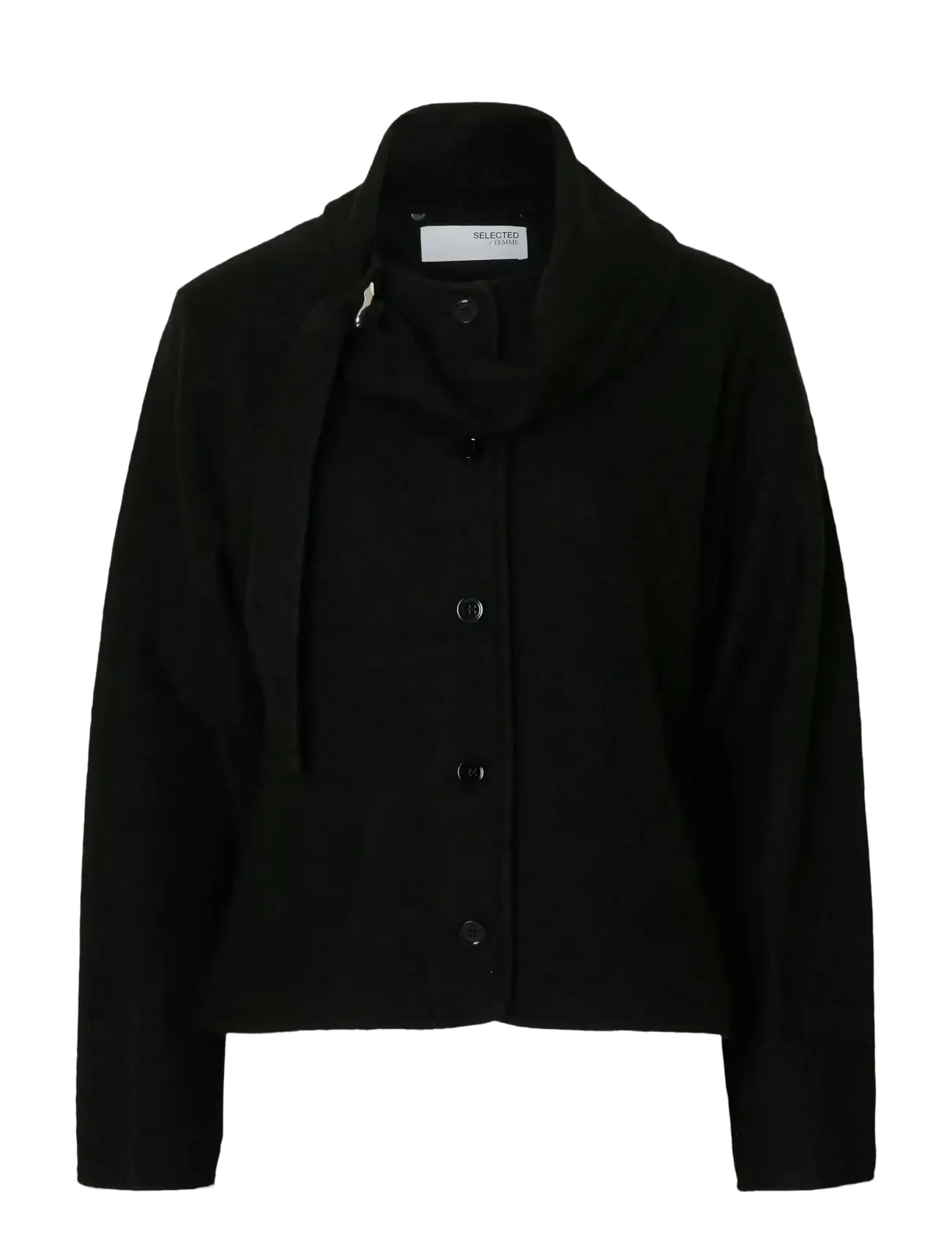Selected - SLFDARLA LS KNIT JACKET - wollen jassen - black - 1