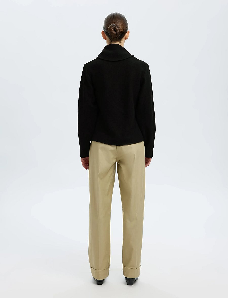 Selected - SLFDARLA LS KNIT JACKET - wollen jassen - black - 2