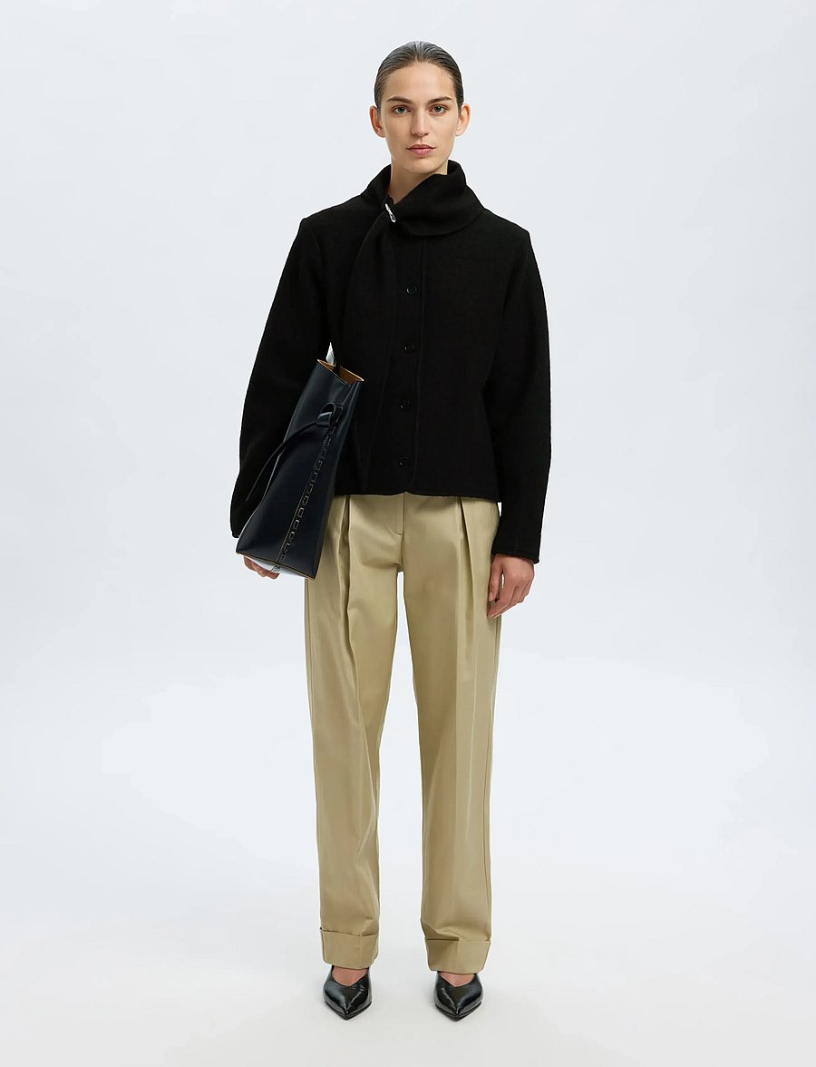 Selected - SLFDARLA LS KNIT JACKET - wollen jassen - black - 5