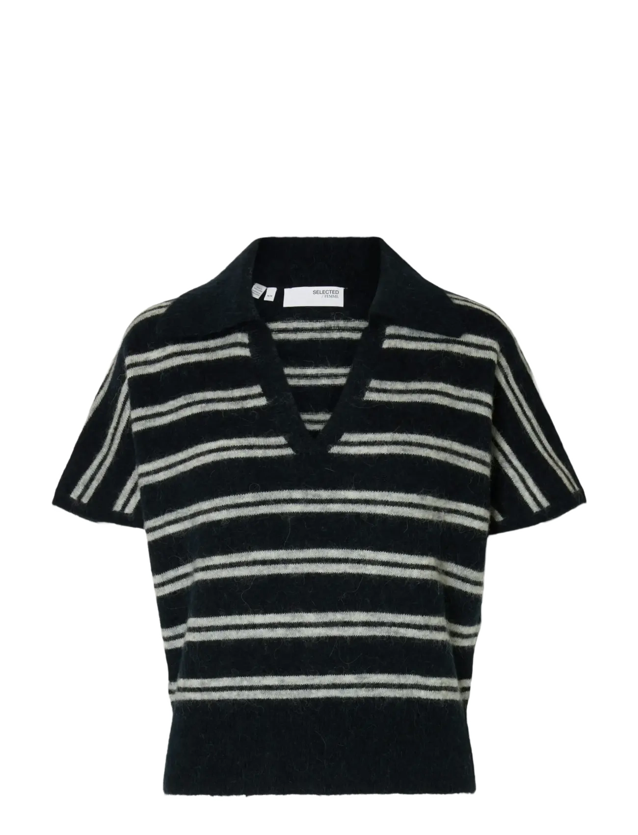 SELECTED Slflulu Ss Knit Polo Schwarz - S - Damen