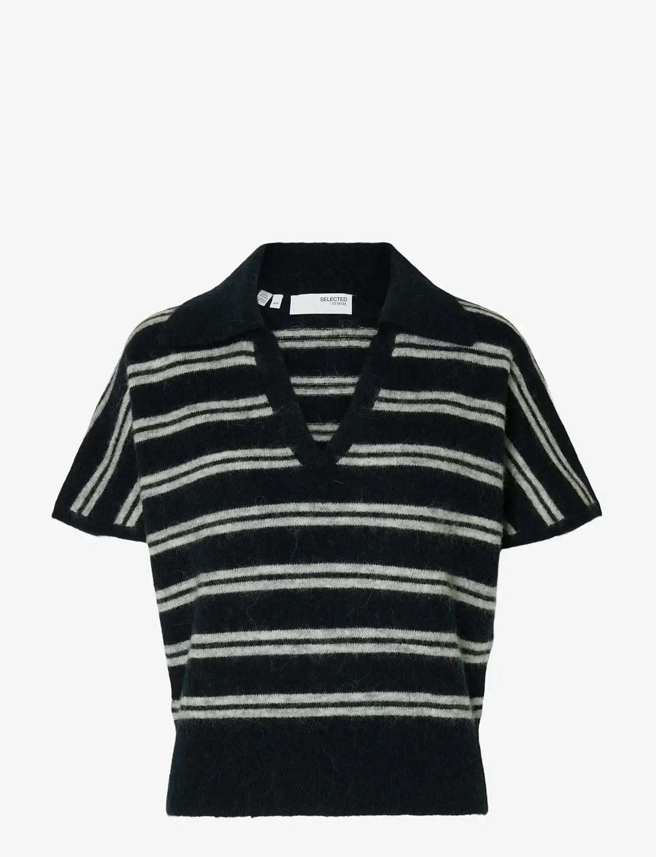 Selected - SLFLULU SS KNIT POLO - sviitrid - dark sapphire - 1
