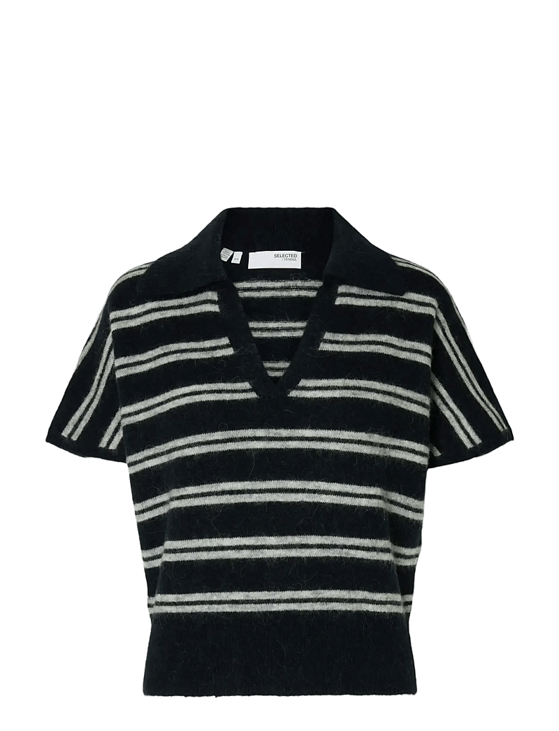 Selected - SLFLULU SS KNIT POLO - pullover - dark sapphire - 1