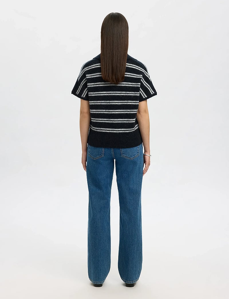 Selected - SLFLULU SS KNIT POLO - pullover - dark sapphire - 2