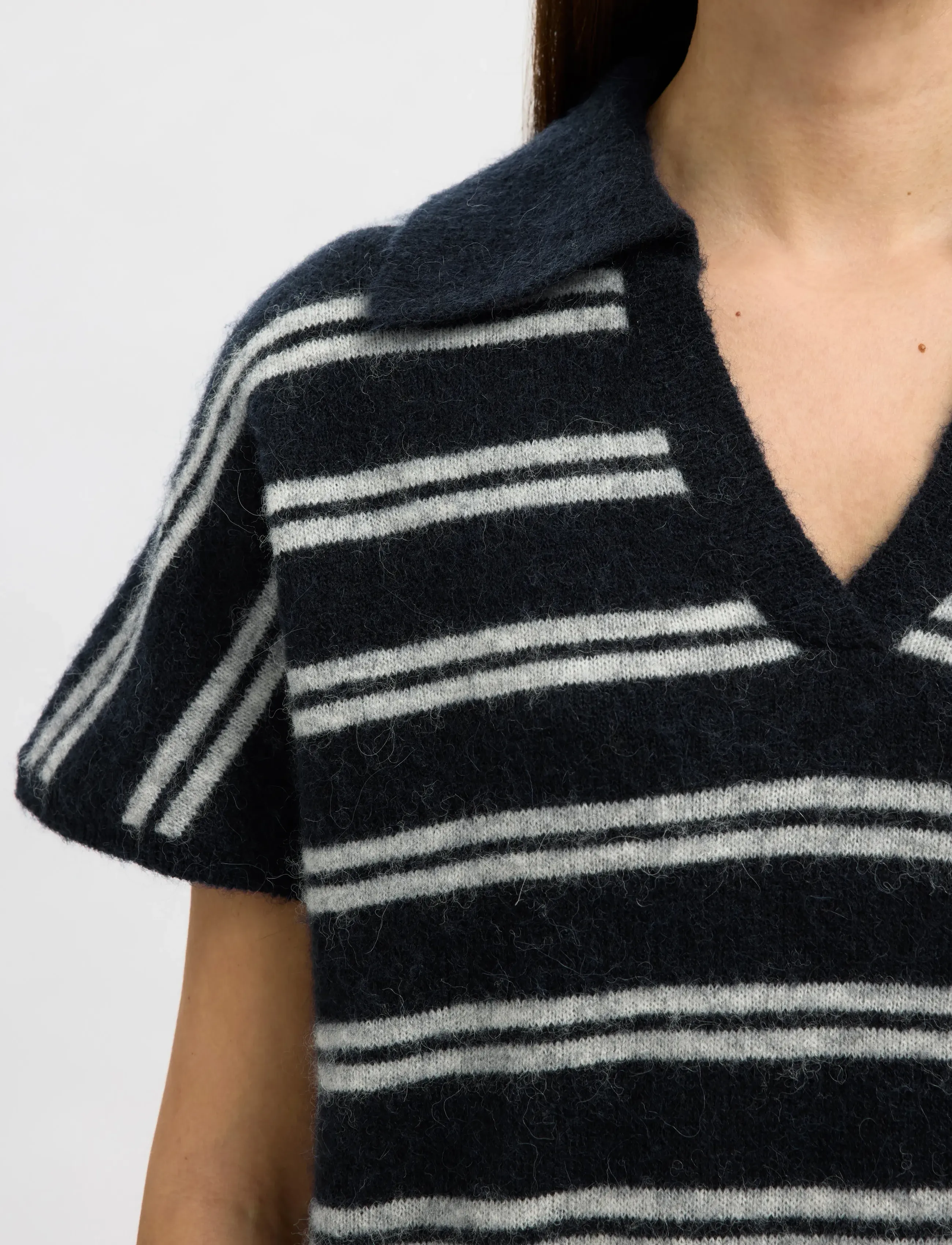 Selected - SLFLULU SS KNIT POLO - striktrøjer - dark sapphire - 5