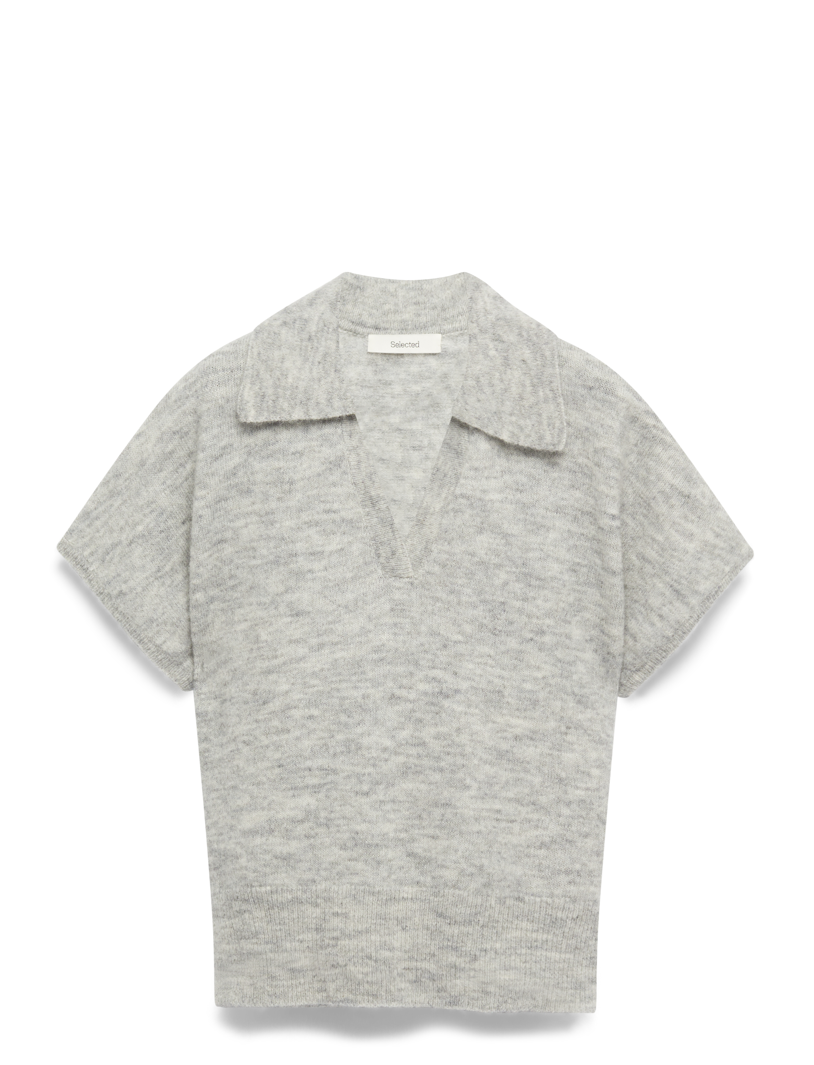Selected Slflulu Ss Knit Polo, Kvinder, Kortærmet Strikpolo, Grå, Str: L