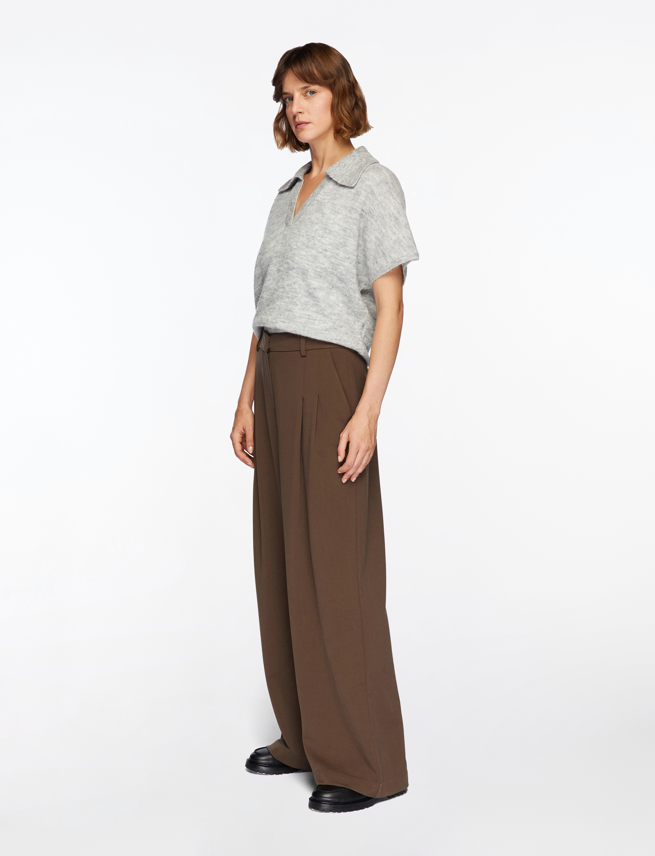 Selected - SLFLULU SS KNIT POLO - jumpers - light grey melange - 3