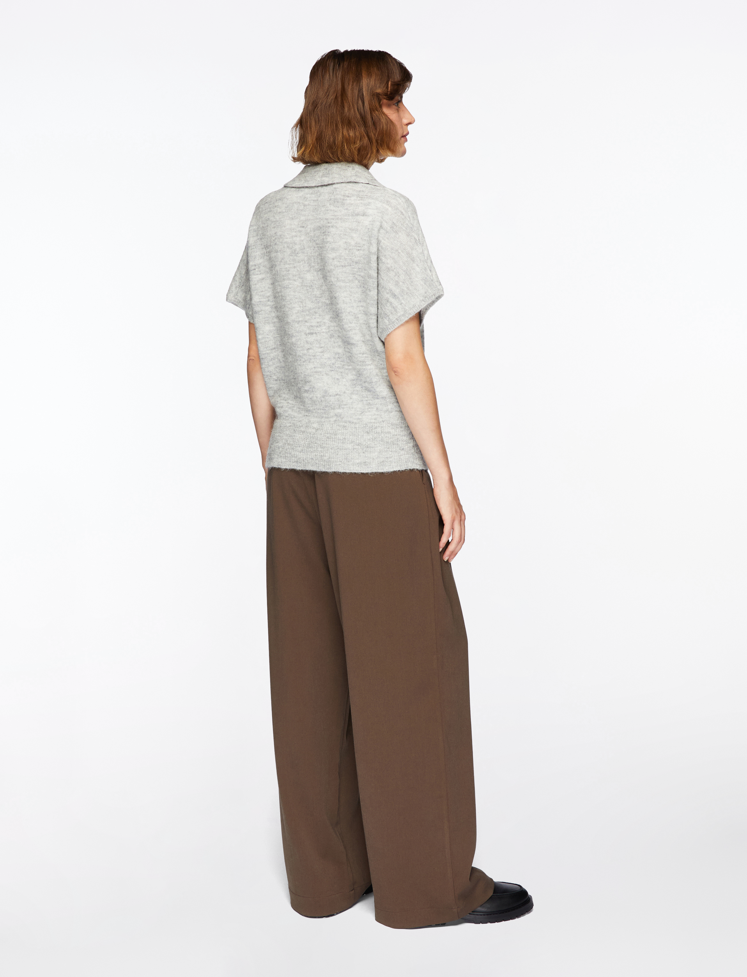 Selected - SLFLULU SS KNIT POLO - jumpers - light grey melange - 4