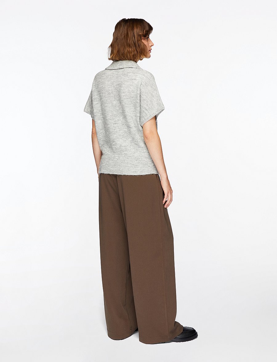 Selected - SLFLULU SS KNIT POLO - džemperi - light grey melange - 4