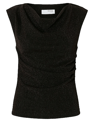 Selected SLFANJA SL SLIM TOP - T-shirts & Tops - DELICIOSO / black