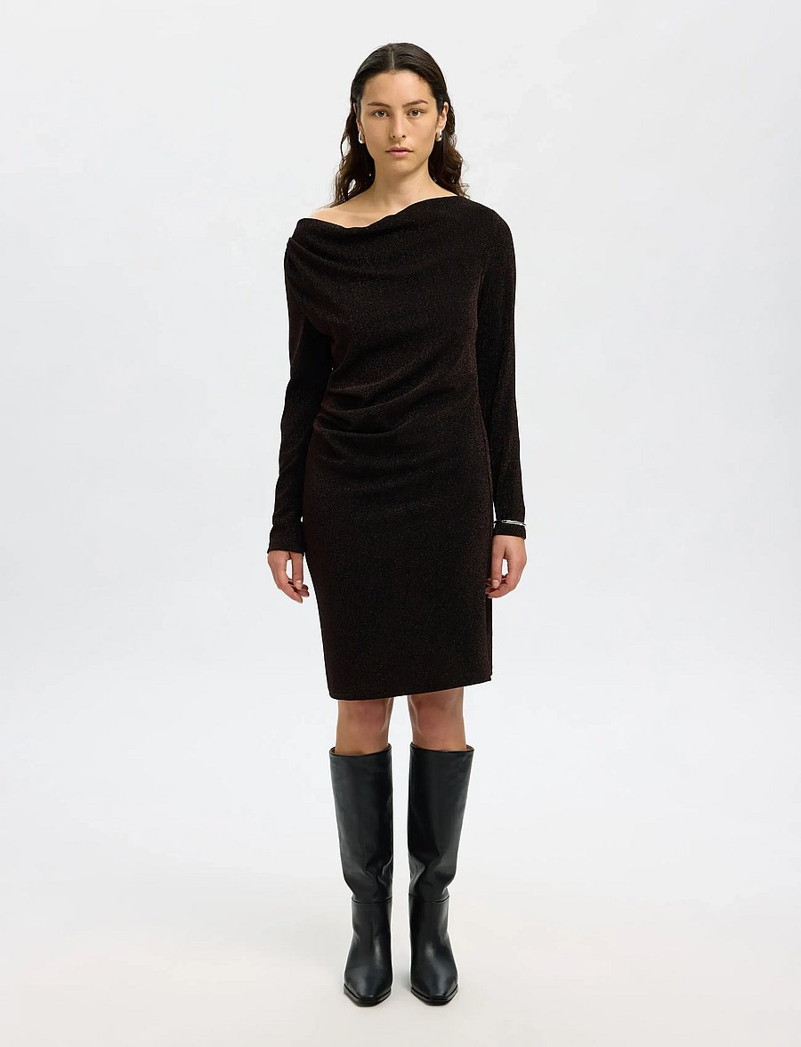 Selected - SLFANJA LS SLIM SHORT DRESS - knitted dresses - delicioso - 0
