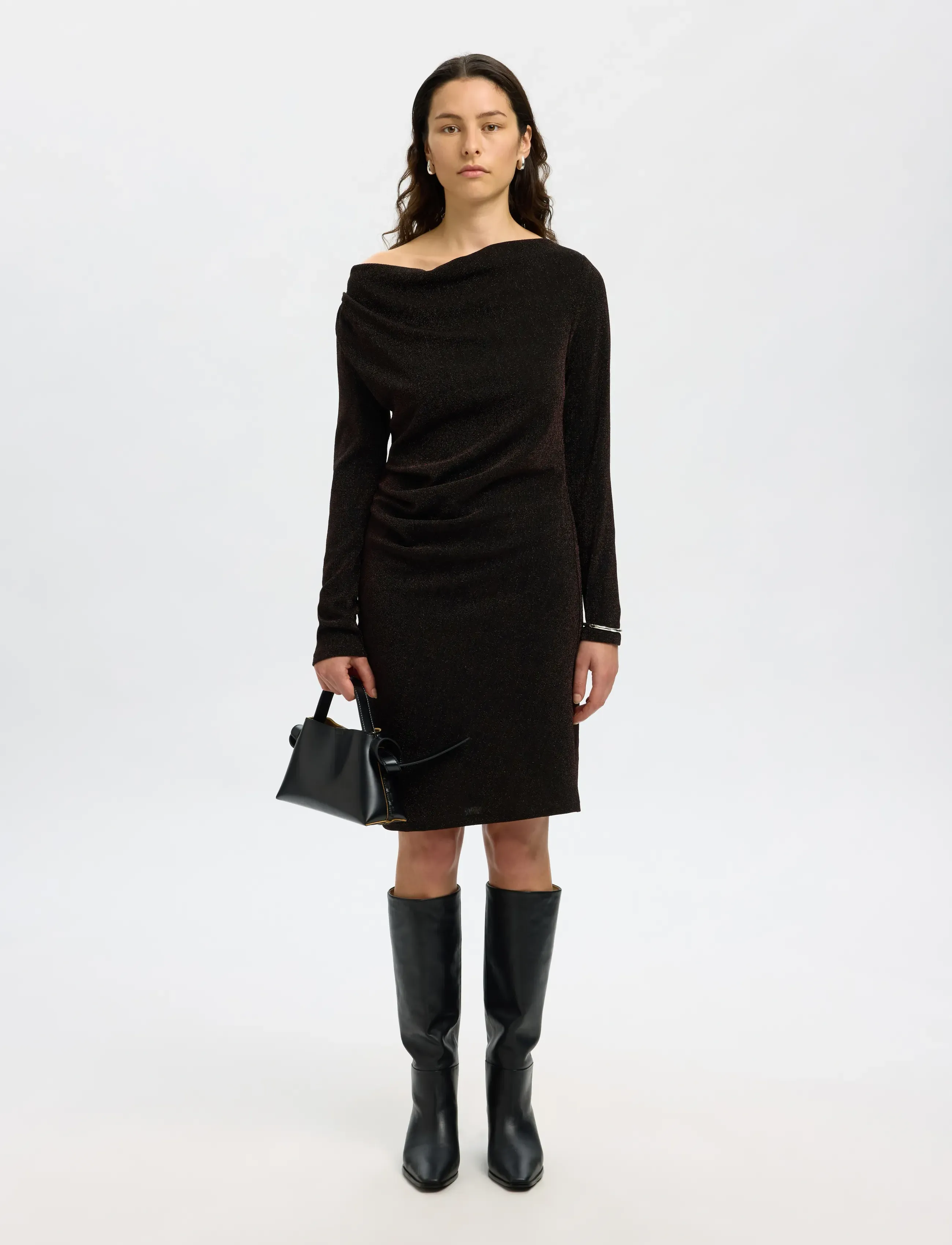 Selected - SLFANJA LS SLIM SHORT DRESS - knitted dresses - delicioso - 3
