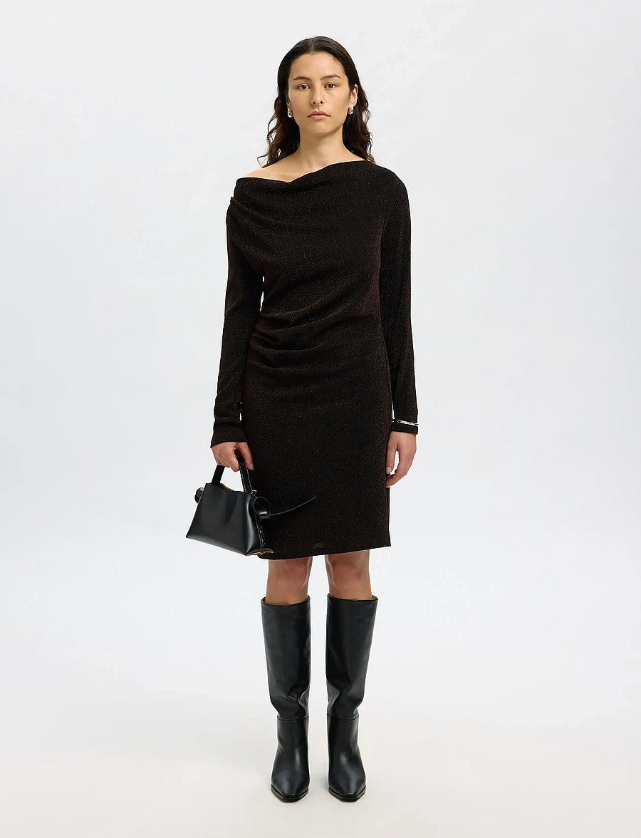 Selected - SLFANJA LS SLIM SHORT DRESS - knitted dresses - delicioso - 3